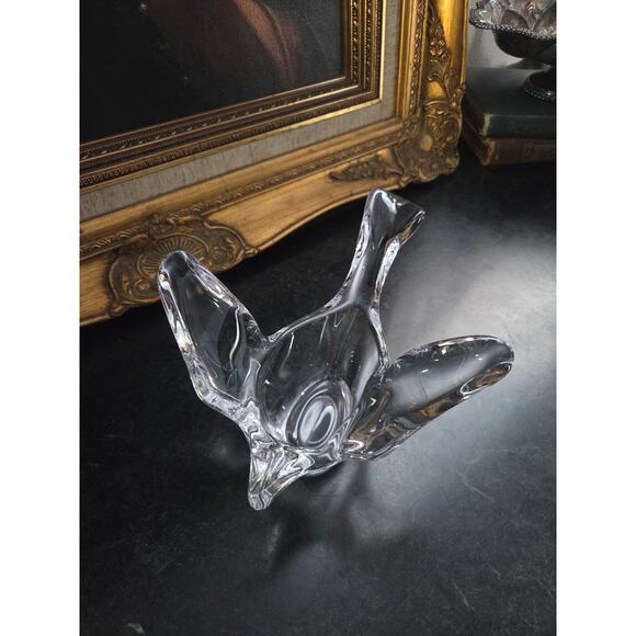 Vintage 1950s-70s Kanawha UV Reactive Freeform Art Glass Bird Dish 8.25" - Picture 5 of 8